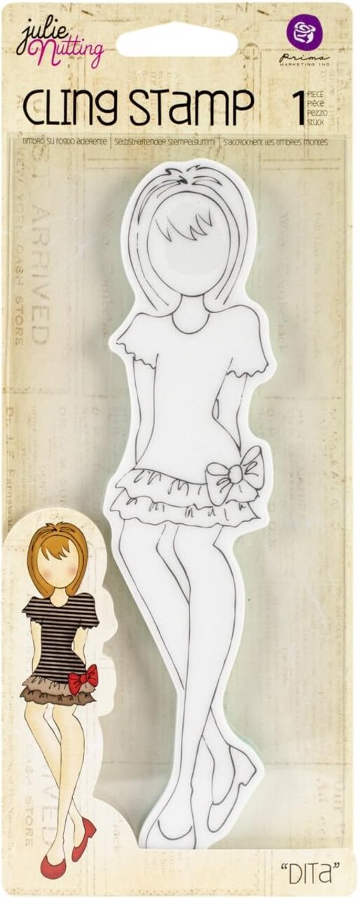 Prima Marketing Scrapbooking Queen Julie Nutting Mixed Media Cling Rubber Stamps, Dita Cute Girl 655350910785